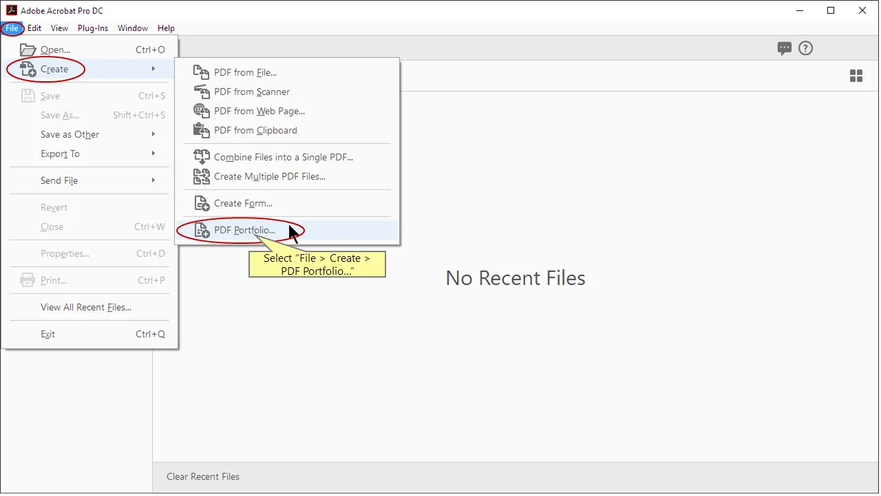 Start creating PDF Portfolio